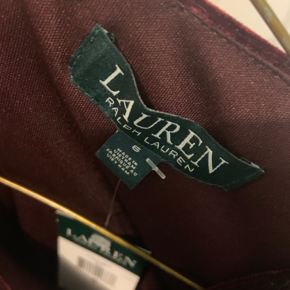 Ralph Lauren Burgundy Velvet Dress Bell Sleeves - Picture 2 of 3